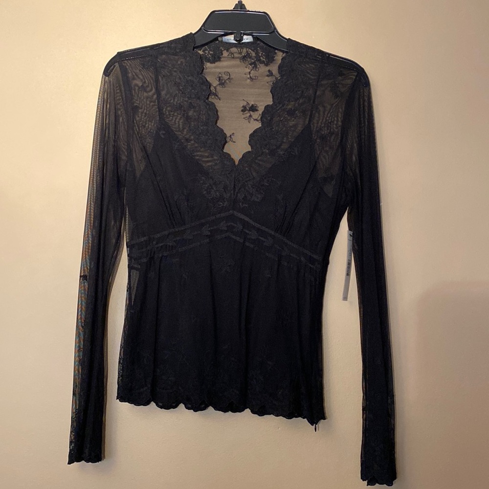 LACE TOP WITH SILK CAMI *WITH TAGS